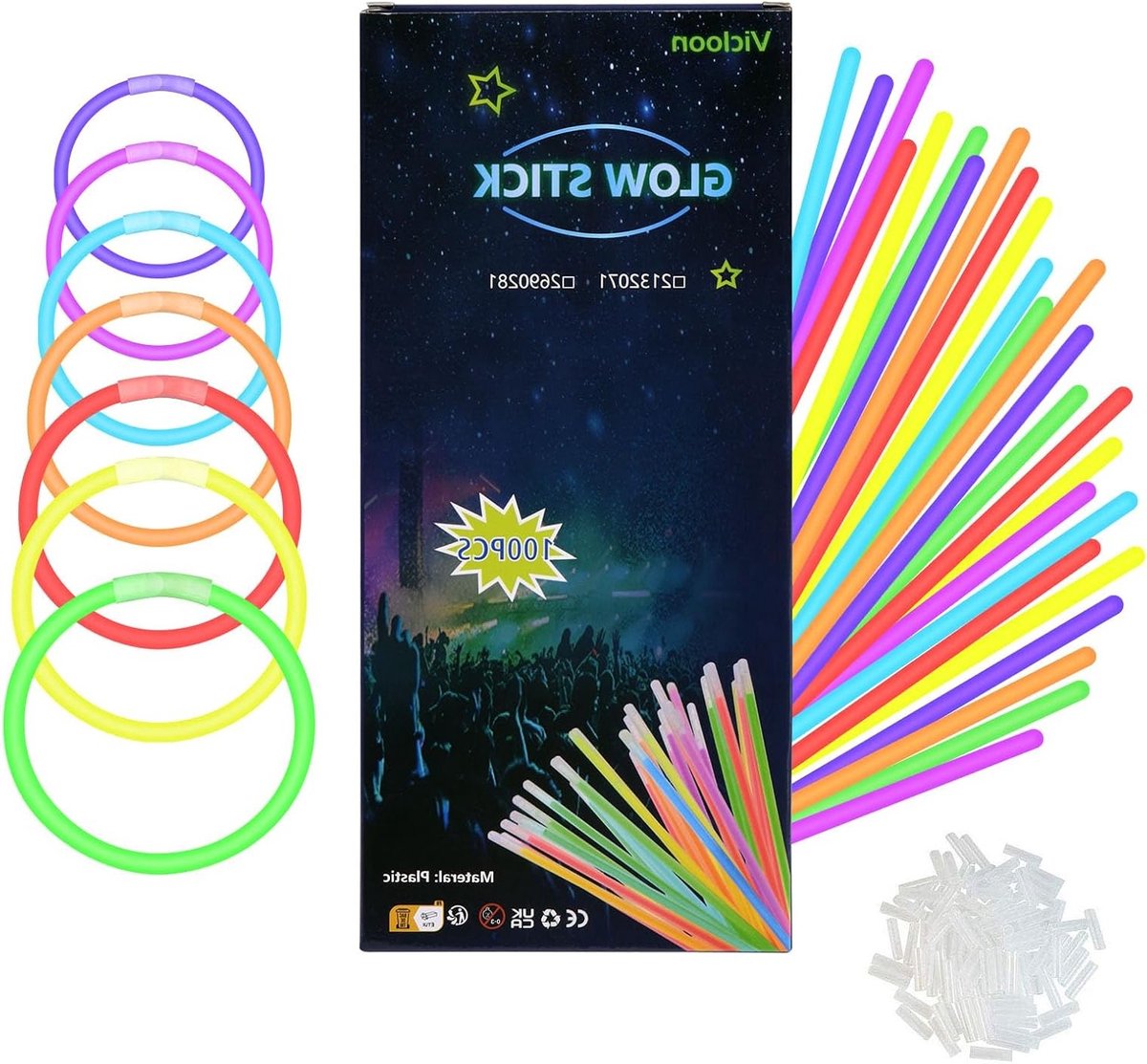 Kleurige Glow Sticks Set van 100 Stuks, Perfect voor Feesten, Carnavals en Avondactiviteiten