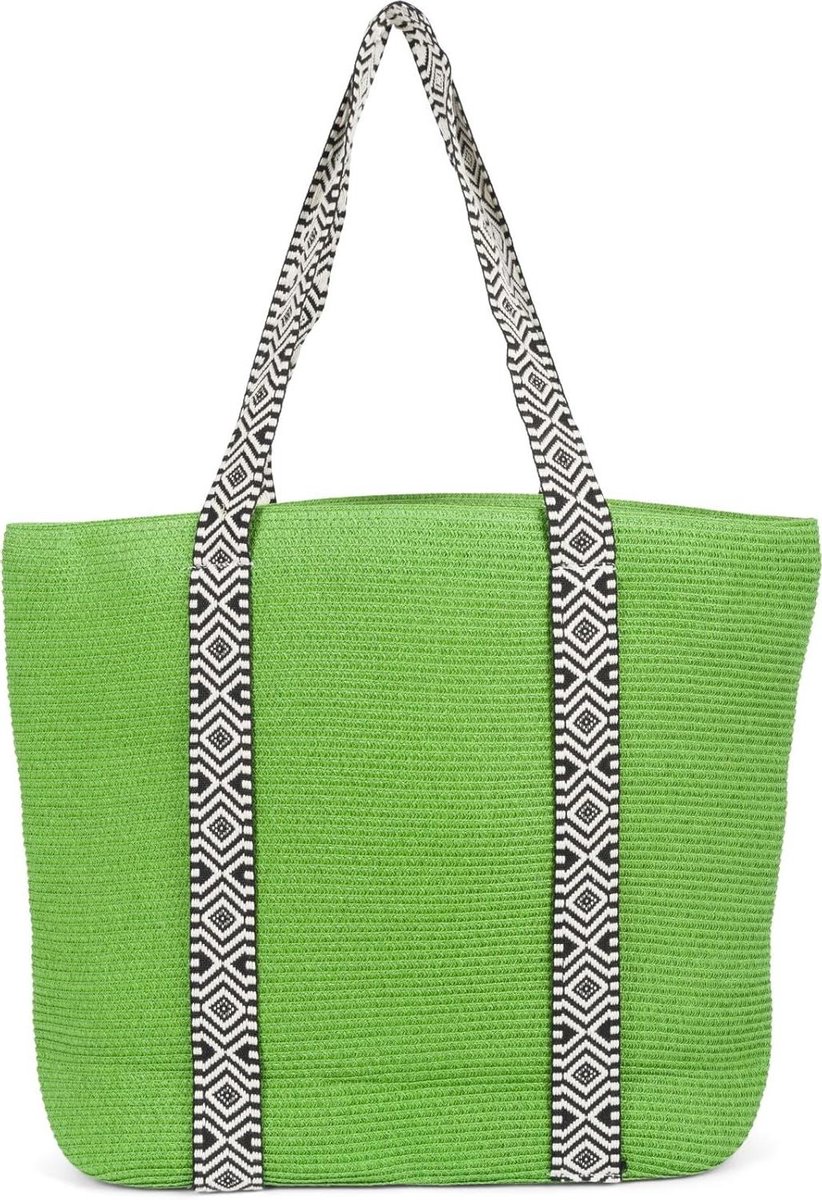 Strandtas Papier - Zomer Tas - Dag Strand - Aztec Patroon - 50 x 37 x 13 cm - Naturel