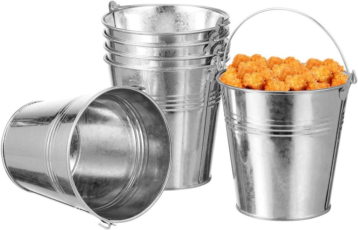 Mini emmer set van 6 stuks, 10.5 x 7 x 10.5 cm, ideaal voor decoratie en opslag