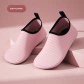 Dunne strepen - Kersenbloesemroze (dikke rubberen zool) Waterschoenen/sokken voor volwassenen (L/38-39) - Smalle waterschoenen - Antislip zwemschoenen - Unisex - Maten 38-39