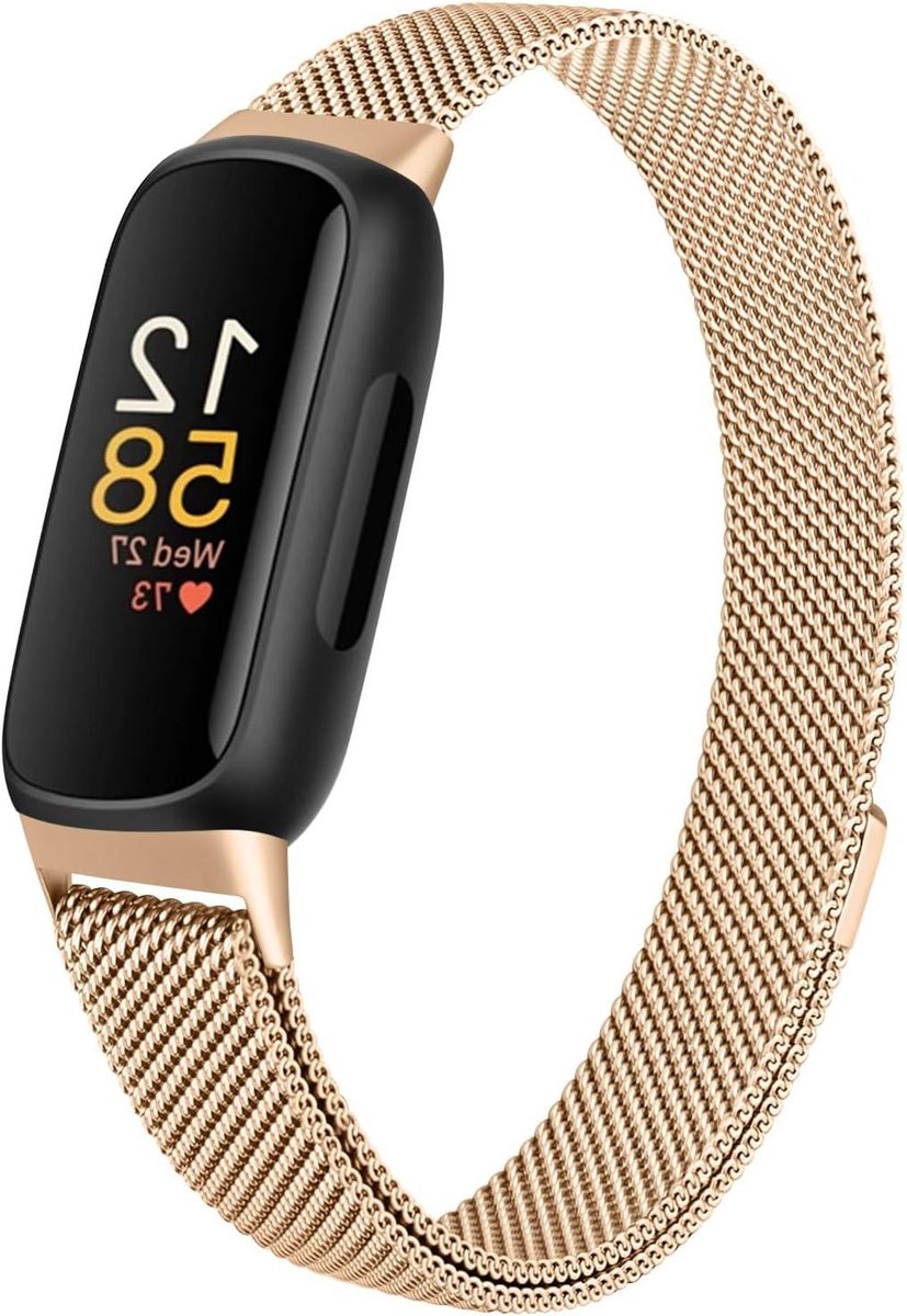 Metalen band Fitbit Inspire 3 - Roestvrij staal horlogeband - Dagelijks gebruik - Sterke magneetsluiting - 135-215 mm polsomvang - Roségoud
