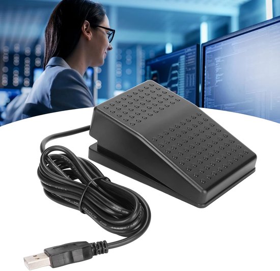 USB Voetschakelaar Pedaal - Programmeerkabel Voetpedaal - Computer Bediening - Foto-elektrische Schakelaar - 2 meter kabel - Zwart — afbeelding 4