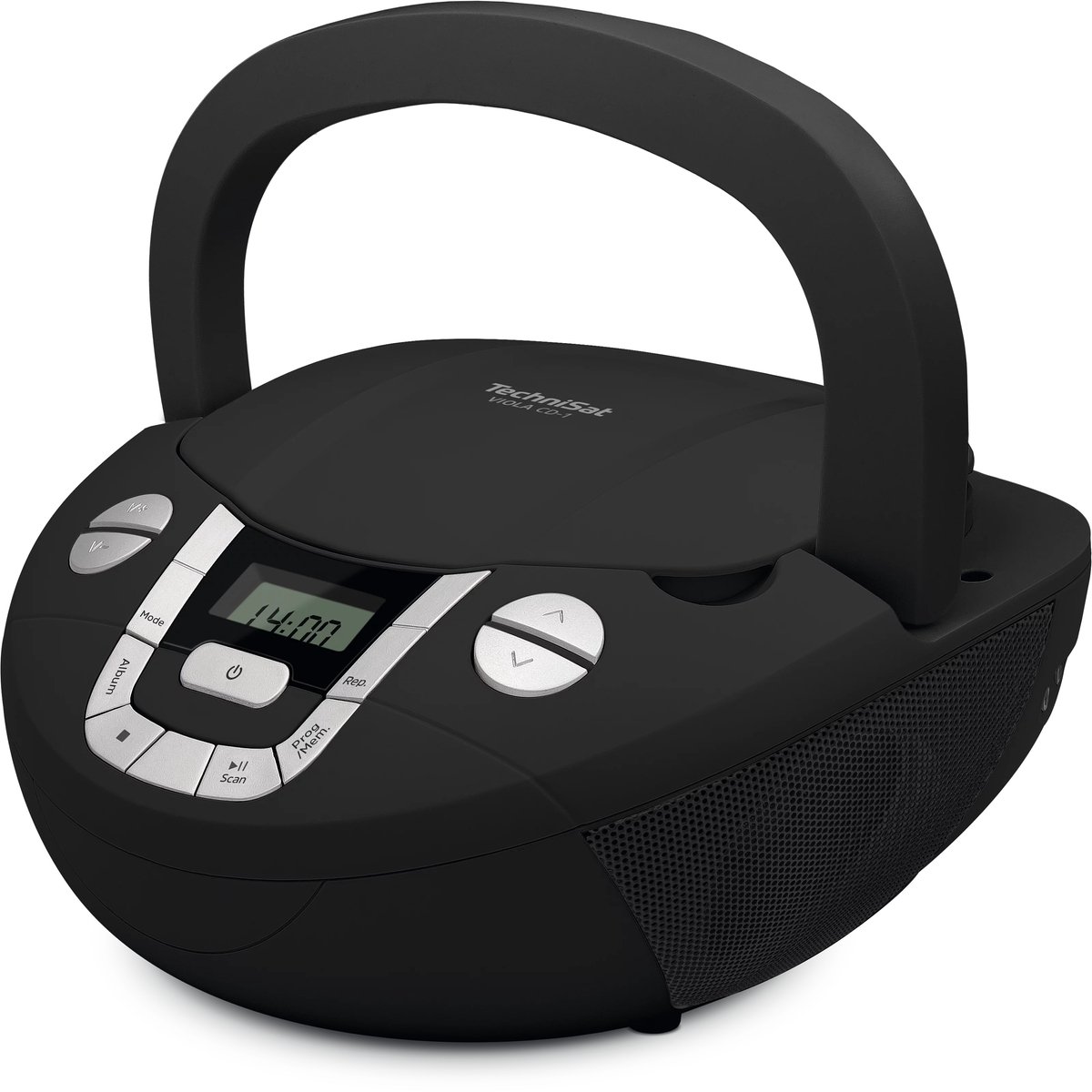 TechniSat VIOLA CD-1 - draagbare stereo cd-speler, Boombox met praktische draaggreep (radio voor kinderen, FM-radiotuner, Bluetooth-ontvangst, 2 x 1 W RMS-vermogen, net- en batterijvoeding) zwart thumbnail 3