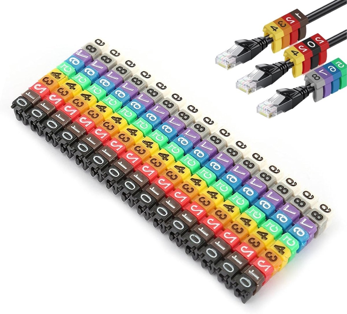 Kleurcodeerlabels voor Kabels, Plastic Draadmarkeringen met Digitale Nummering, 150 Stuks voor Efficiënte Organisatie van Elektrische Draden
