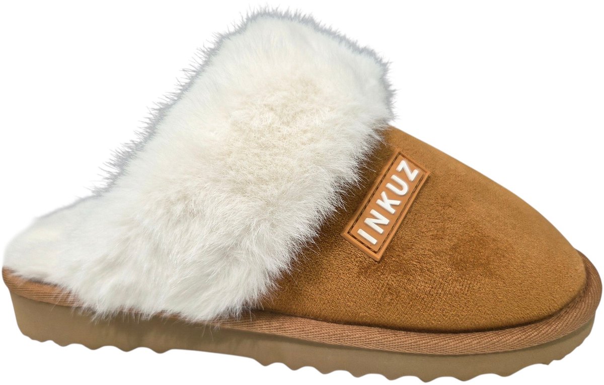 Inkuz Dames Cognac Wamte Pantoffels Met Infrarood Verwarming - Cognac - 37/38