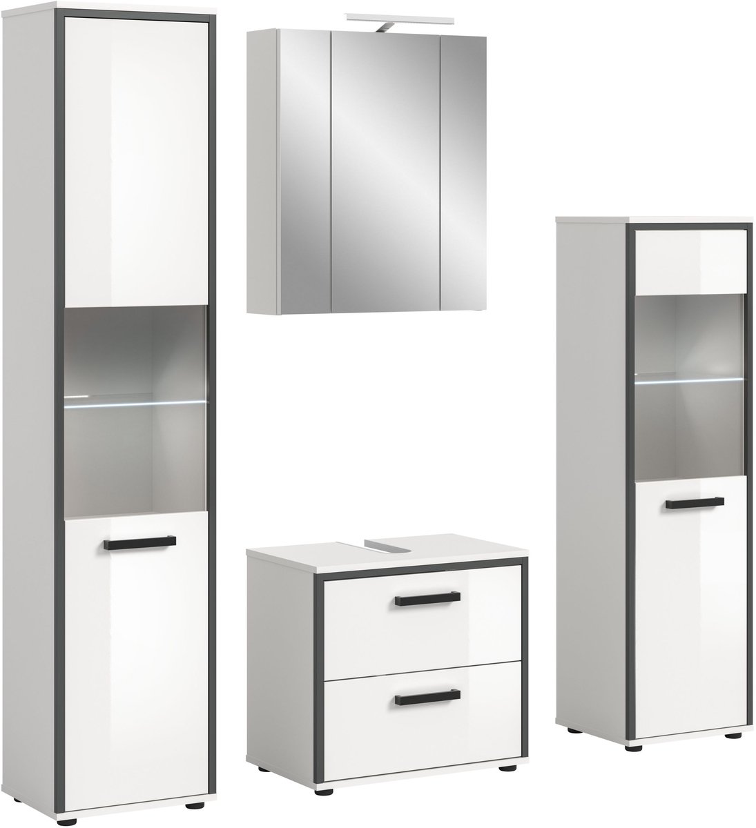Kojak badkamer incl. verlichting 171cm wit, hoogglans wit.