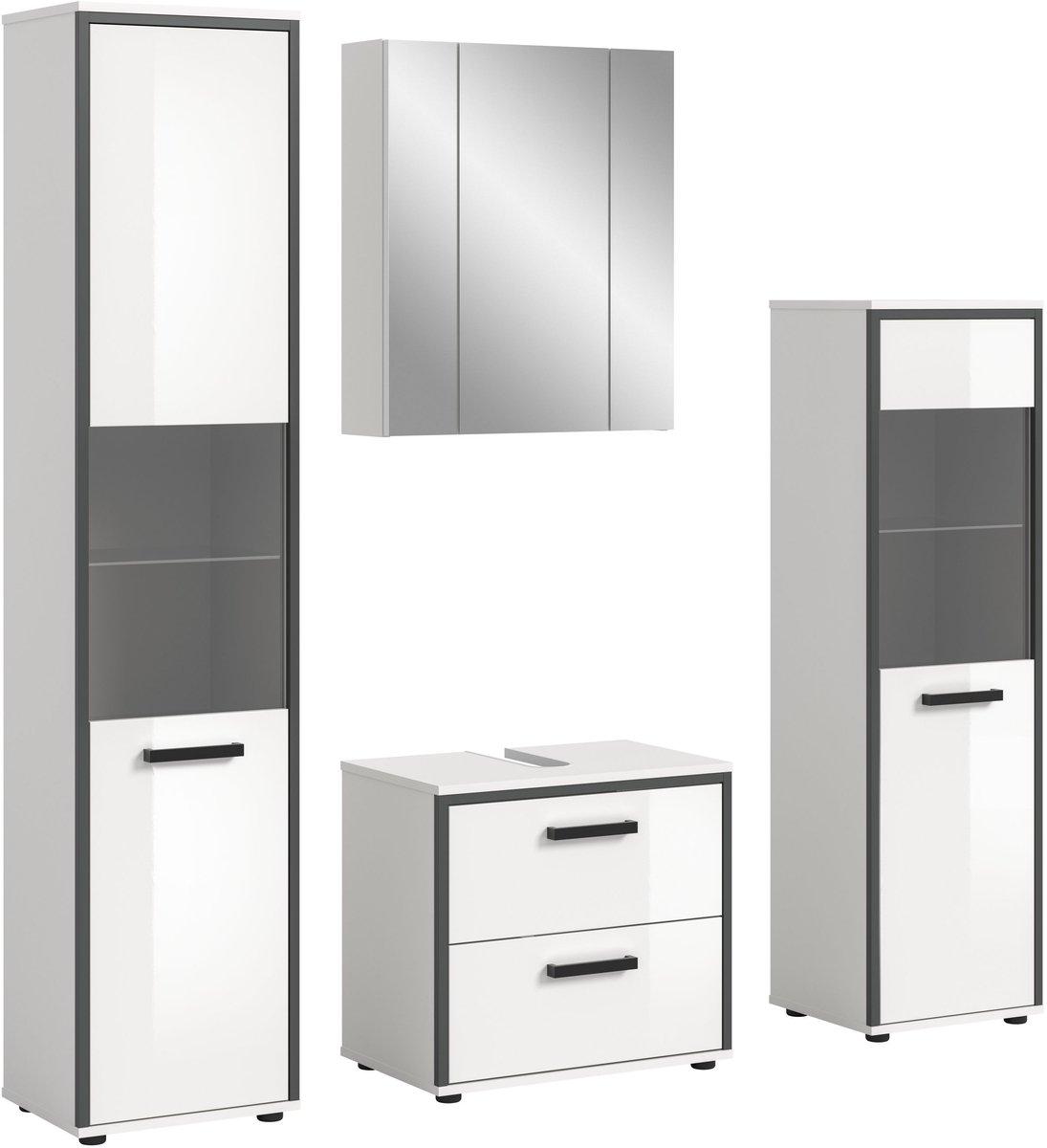 Kojak badkamer 171cm wit, hoogglans wit.