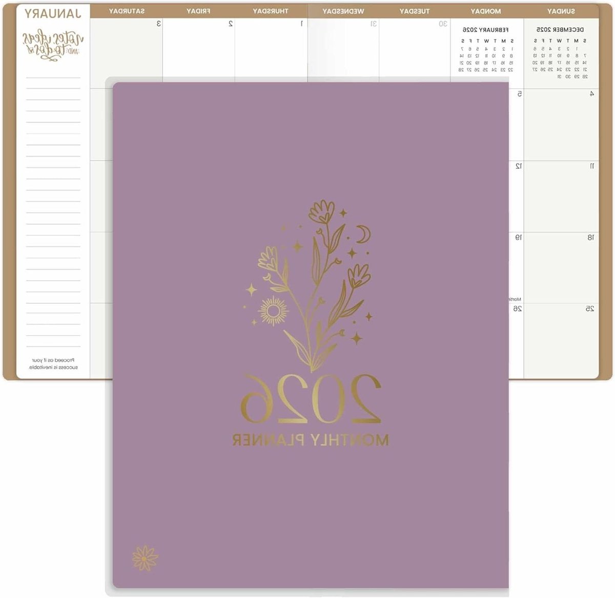 Maandplanner Kalenderboek - Agenda Schedule Organizer - Tijd Beheren - Ultra Dik Papier - 9 x 12 inch - Paars