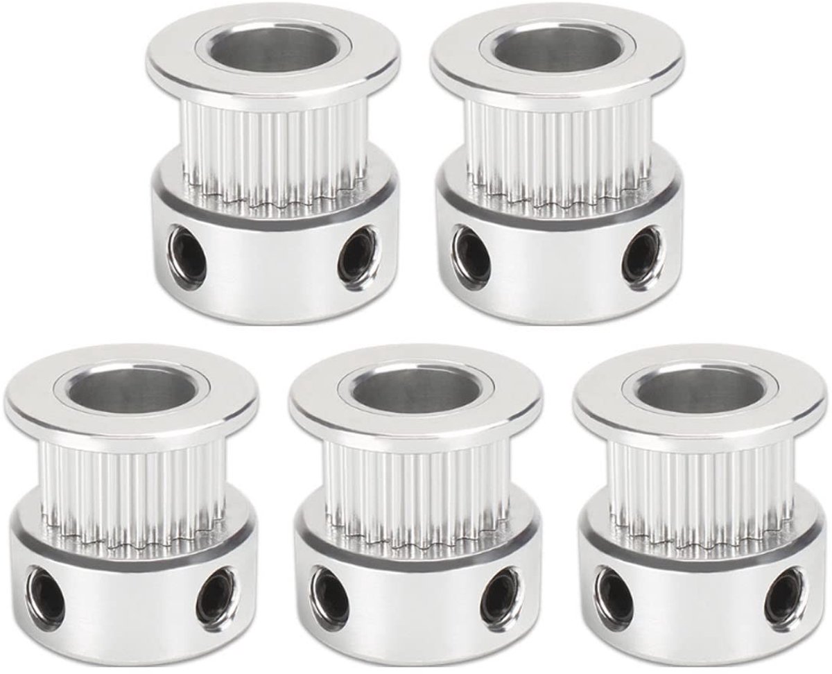 Dailygoods- Zahnriemenscheibe 5-Stuks - GT2 Pulley - Breedte 6mm - Tanden 20 - Binnenboorgat 5mm - Geschikt voor 3D Printer - Pulleys