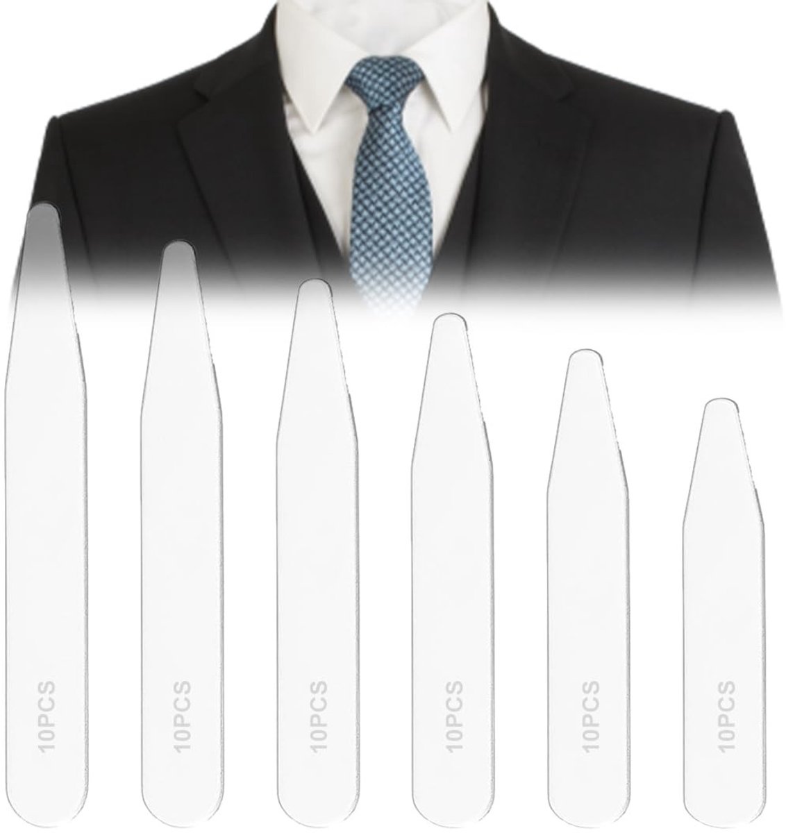 Dailygoods- Hemdkraag Kraagversterking - Kunststof Kraagbaleinen - 80 Stuks - Duurzaam PET - Verstelbare Maten - Perfecte Pasvorm - Kraagsteunen