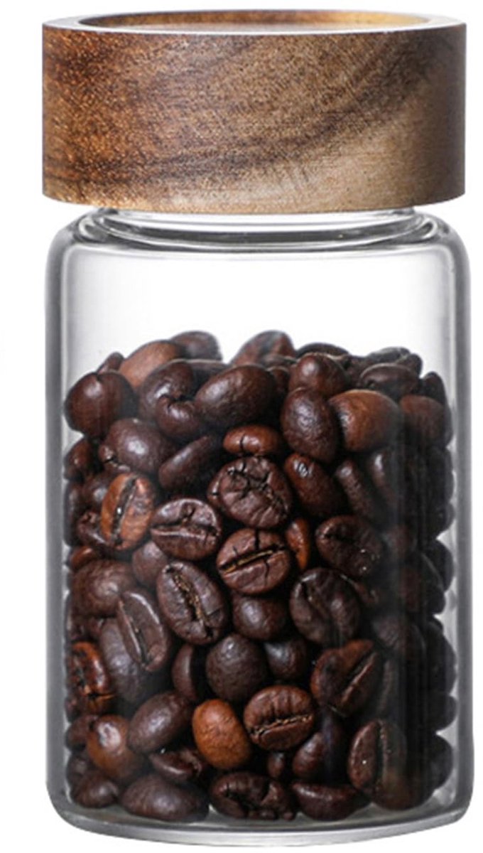 Dailygoods- Glazen Pot - Luchtdichte Container 250ml - Bamboe Deksel - Decoratieve Opbergpot - Koffie/Thee Opslag - Multifunctioneel Gebruik - Opslagpot