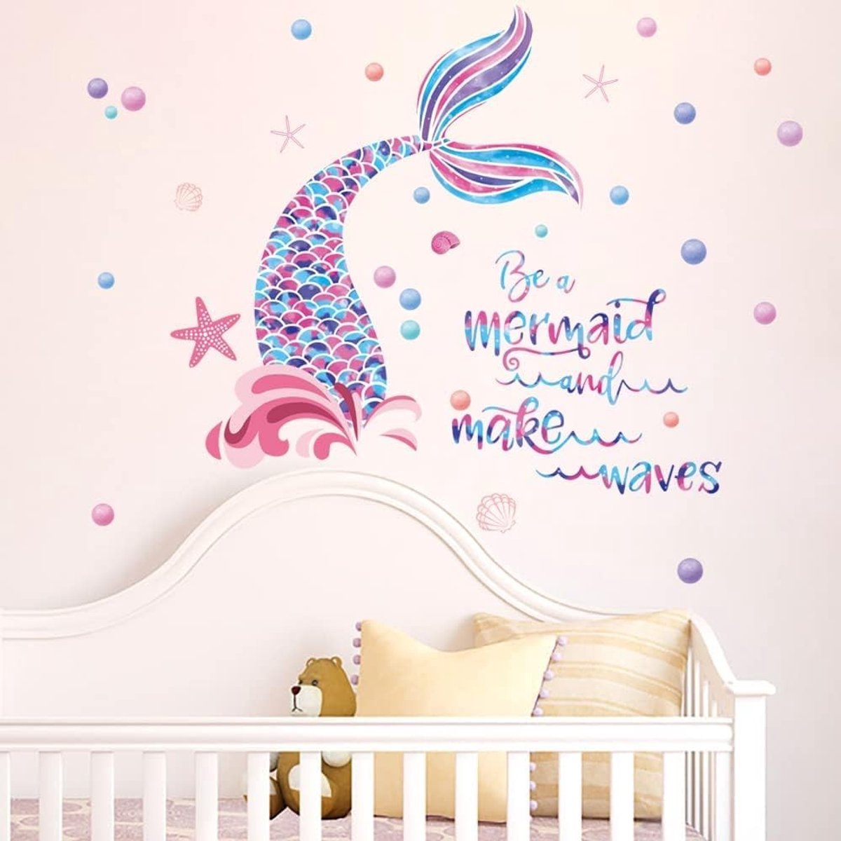Dailygoods- Muursticker Zeemeermin - Muurstickers kinderkamer - Inspirerende citaten - Muurdecor badkamer - Zelfklevend vinyl - Verwijderbaar en decoratief - Wanddecoratie