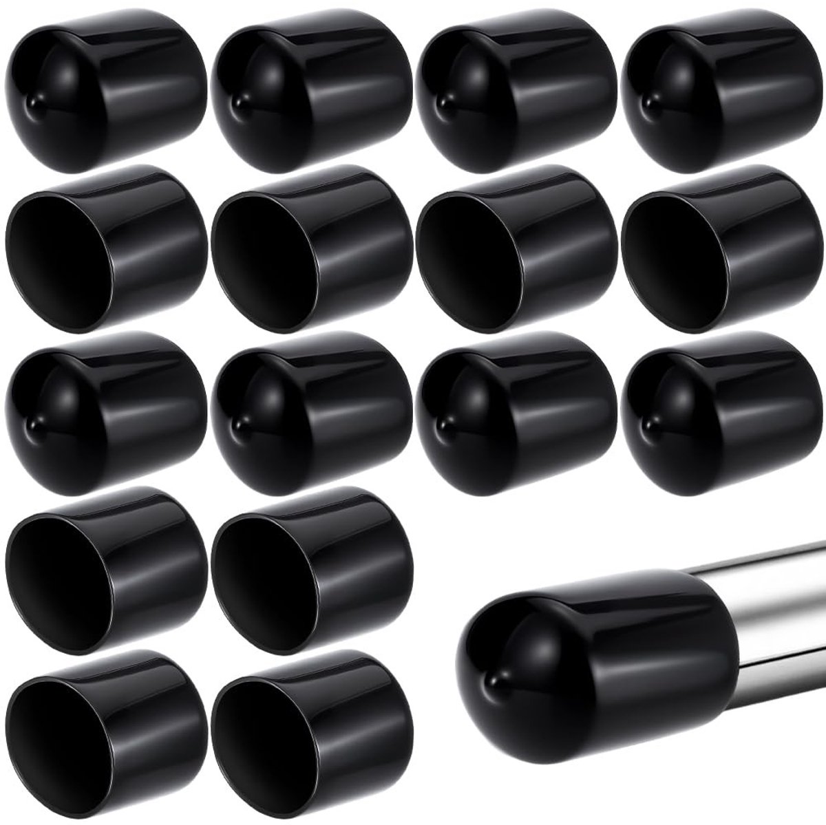 Dailygoods- PVC-Eindkappen 20 Stuks - 32 mm Binnendiameter - Zwart/Rond - Antislip - Vloerbescherming - Kunststof - Meubelbescherming