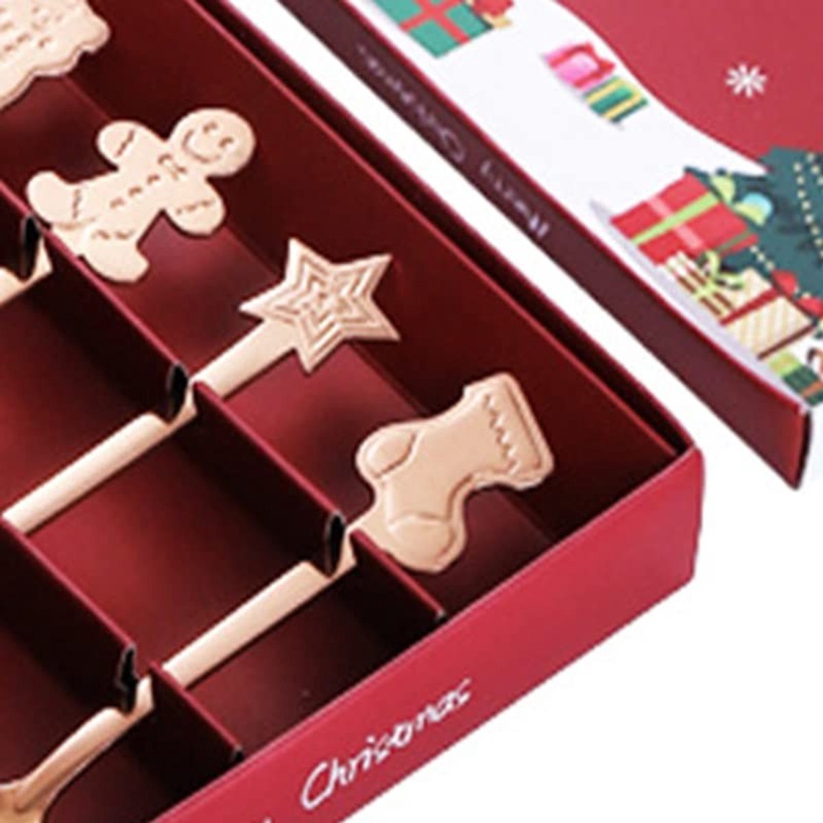 Dailygoods- Koffielepels 4-delige Set - Roestvrijstalen Lepels - Elegante Patronen - Kerstset - Perfect voor Cadeaus - Comfortabele Grip - Lepelset