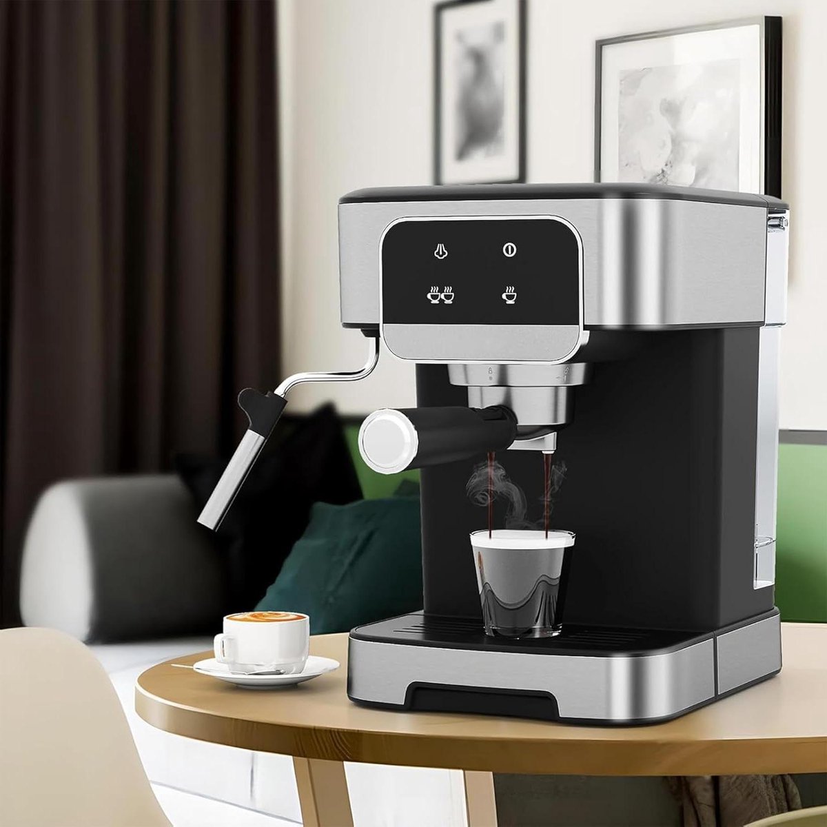 Espressomachine - Koffiezetapparaat - Thuis Barista - 20 Bar Pompdruk - 1.8L Tank - Zilver