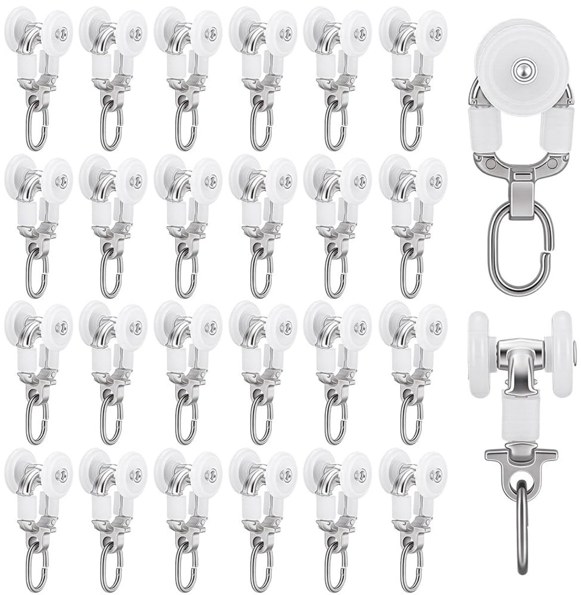 Dailygoods- Gordijnrollers 30 Stuks - Plafond Gordijn Runners - Glijders - Schuifhaken - Decoratie - 26,5 mm x 14,5 mm - Gordijnhaken