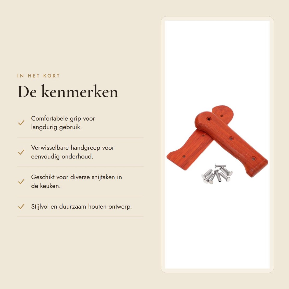 Dailygoods- Keukenmes Ergonomisch Houten Handvat - Verwisselbare Snijgreepplaten - Duurzaam Japans Kookgerei - 11,40 x 3,40 x 2,00 cm - Comfortabele Grip - Geschikt voor Dagelijks Gebruik - Snijmes