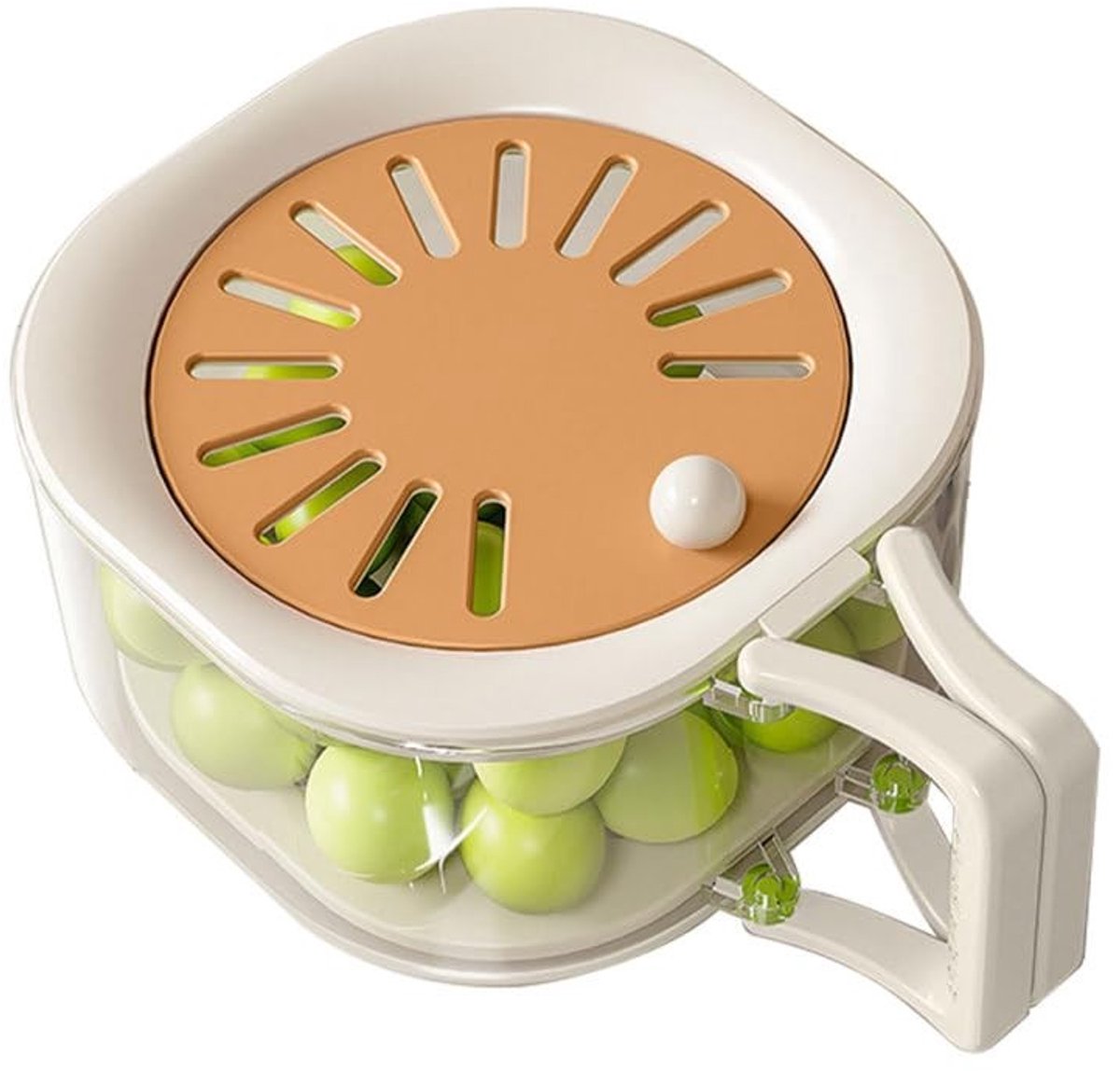 Dailygoods- Fruitwaskom met uitneembare afdruipmand - Afneembaar ontwerp - Mesh zeef - Opvouwbare handgreep - Deksel - Voor wassen en bewaren van fruit en groenten - Afvoermand