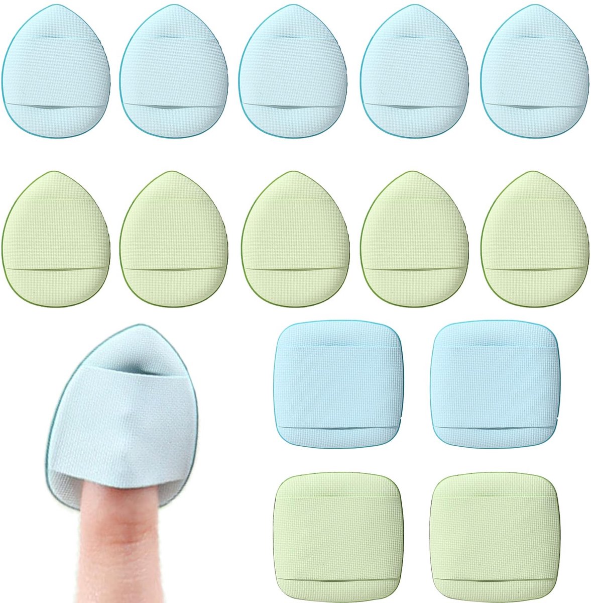 Dailygoods- Vingerpoederkwasten 14 stuks - Mini-Make-upspons - Poederpads - Make-up sponsje - Voor foundation/concealer - Draagbaar ontwerp 30 x 40 mm