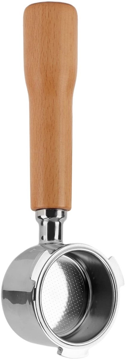 Dailygoods- Koffieportafilter 51mm - Bodemloos - Roestvrij Staal - Massief Houten Handvat - Duurzaam - Voor Kantoor - Koffiefilter