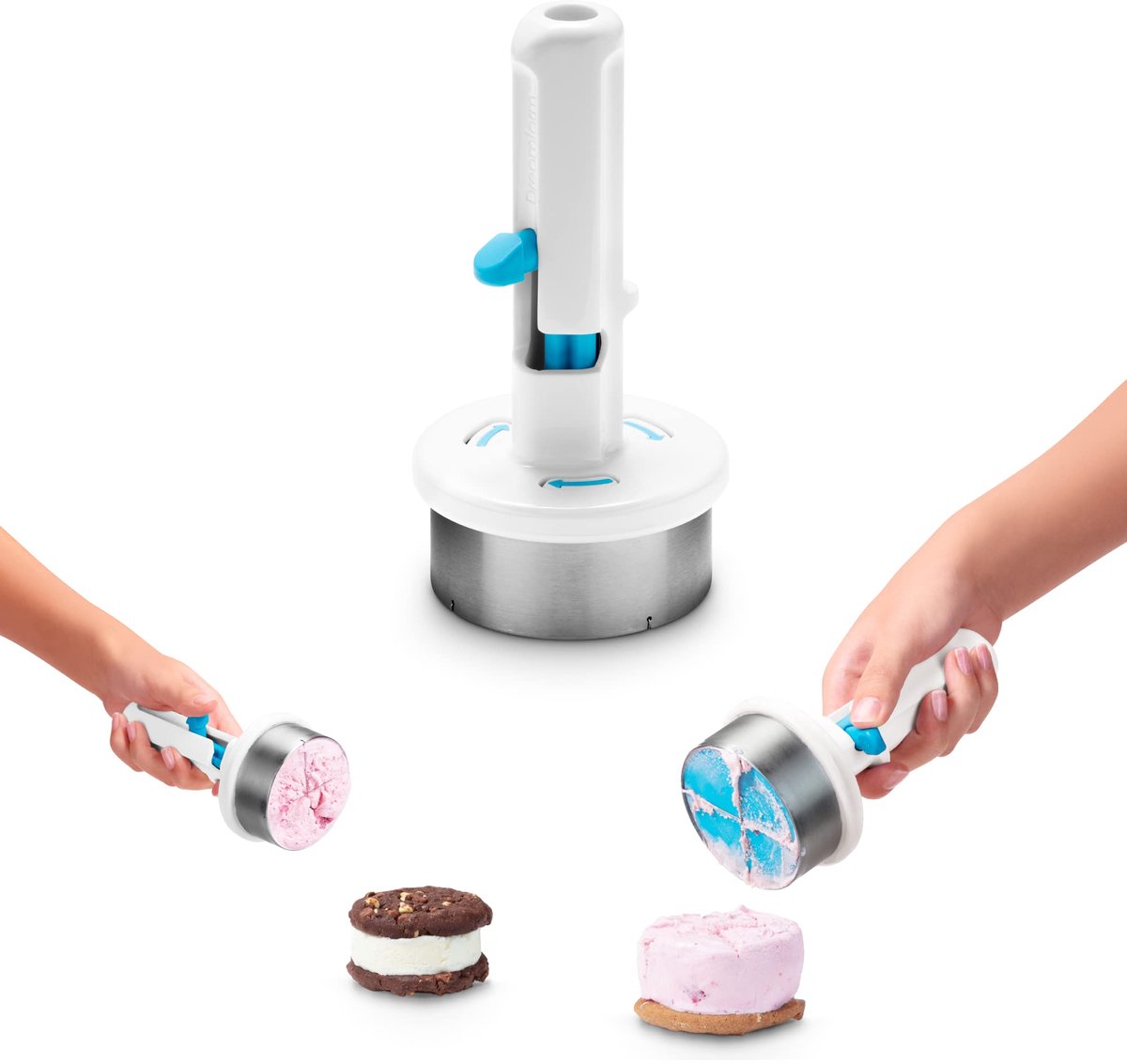 carmdering - Ijsbroodjes Maker - Ijsschep Met Snijdraad - Eénhandige Ijsroller - Automatische Portiecontrole - Direct Serveren Op Koekjes - Roestvrijstaal En Kunststof - Ergonomisch Ontwerp - Ideaal Voor Gezinnen - 1 Stuk