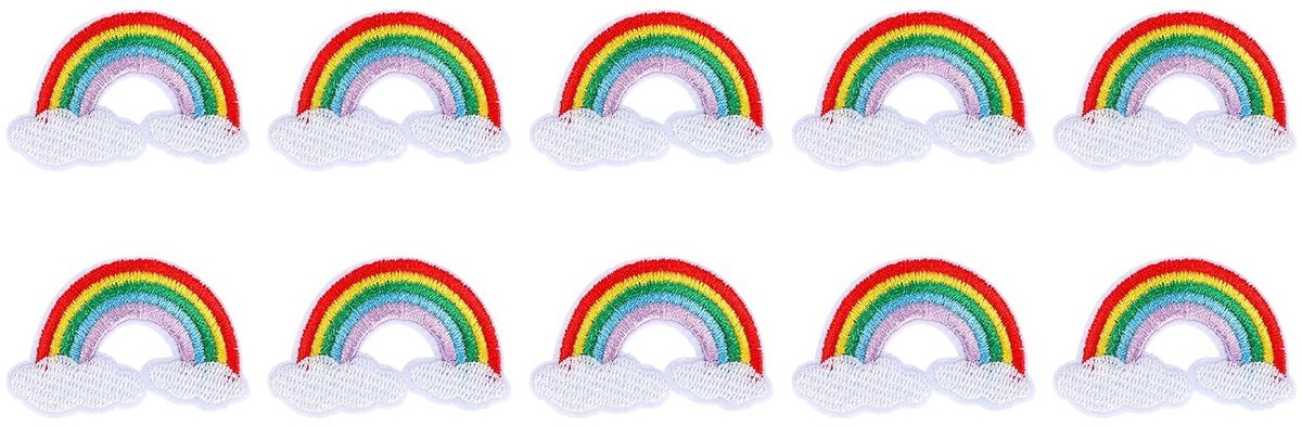 Dailygoods- Regenboogapplicaties 10 x kleurrijke stoffen patches - Geborduurd - Decoratief - Kleding - Kostuum - Brede toepassing