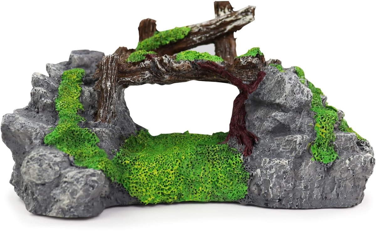 Dailygoods- Aquariumdecoratie Kunsthars - Brug/Rotselement - 17 x 10 x 9 cm - 280 gram - Vistank Decoratie - Aquarium Accessoires - Aquariumaccessoires