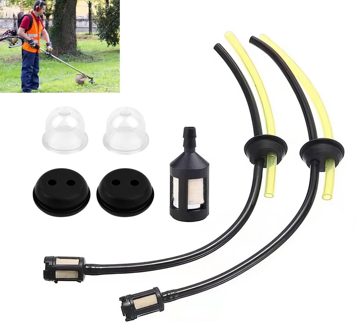 Dailygoods- Filterset 7 Stuks - Brandstoffilter - Reserveonderdelen - Duurzaam Rubber - Eenvoudige Vervanging - Geschikt voor Grasmaaiers