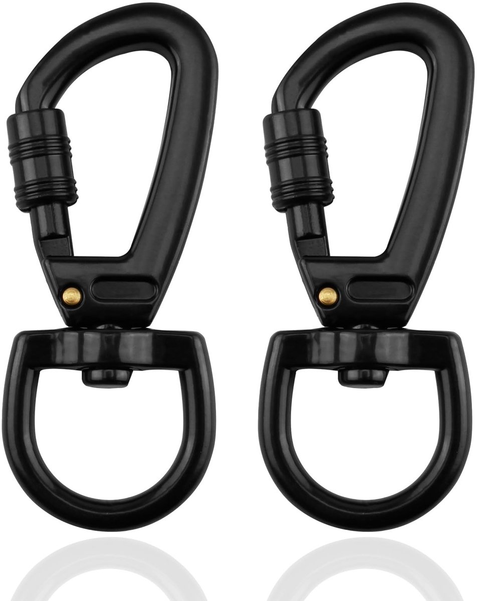 Dailygoods- Karabijnhaak set van 2 - Robuuste Zinklegering - 360 graden Draaischarnier - Voor Hondenriem - Bergbeklimmen - Sleutelhangers - Karabiner