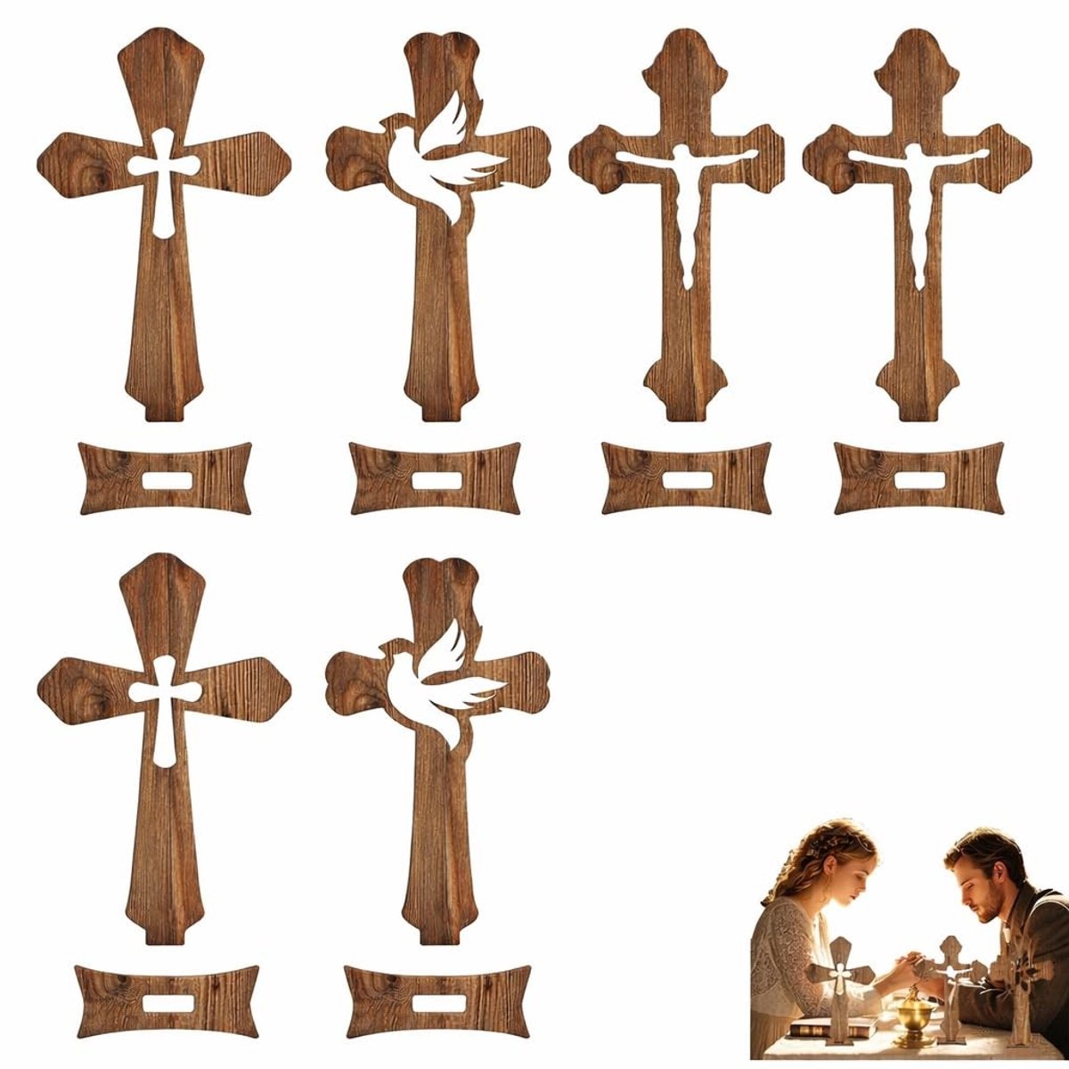 Dailygoods- Wandkruis met Vis - Olijfhouten Kruis - Crucifix uit Bethlehem - Geschenkartikel voor Vormsel/Doop/Communie - Decoratie x cm