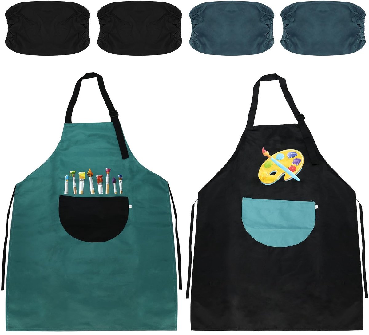 Dailygoods- Kinderschorten 2 stuks - Verstelbare bandjes - Praktische zakken - Waterdicht - Kunst/schilderen - Hoogwaardig polyester - Schort