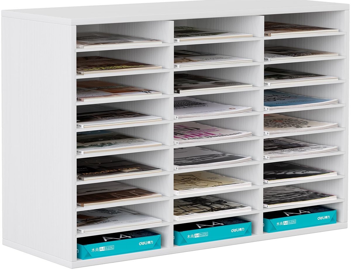 Dailygoods- Papierorganisator 9-laags - Houten Bureau - 27 Vakken - Tijdschriftopslagrek - Duurzaam - Geschikt voor A4 Formaat - Archiefkast