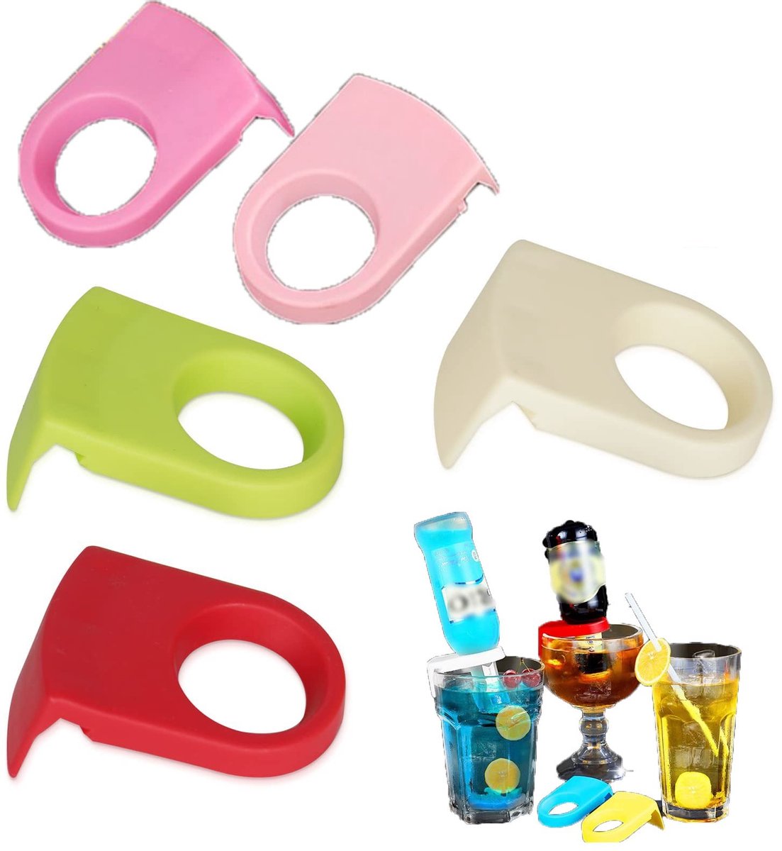 Dailygoods- Drinkclips 5 Stuks - Voedselveilig PP-Materiaal - Handsfree Ontwerp - Geschikt voor Flessen - Perfect voor Bar/Feest - Duurzaam en Veilig - Drankaccessoire