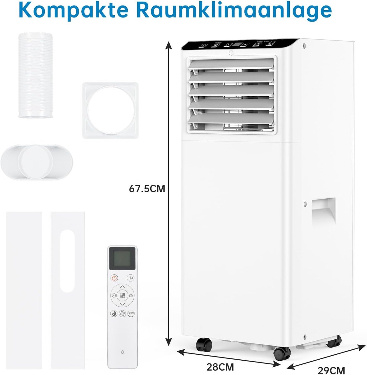 Mobiele Airco - Verkoeler Ontvochtiger - Ruimte Koelen - 3-in-1 Functionaliteit - 9000 BTU - Zwart thumbnail 8
