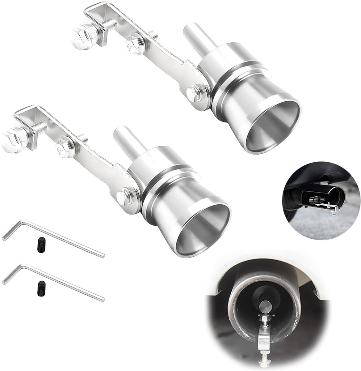 Dailygoods- Uitlaatpijp Turbo Geluid - Aluminium - Geluidsdemper - Turbo-Fluitje - Universeel - 2 Stuks - Maat S