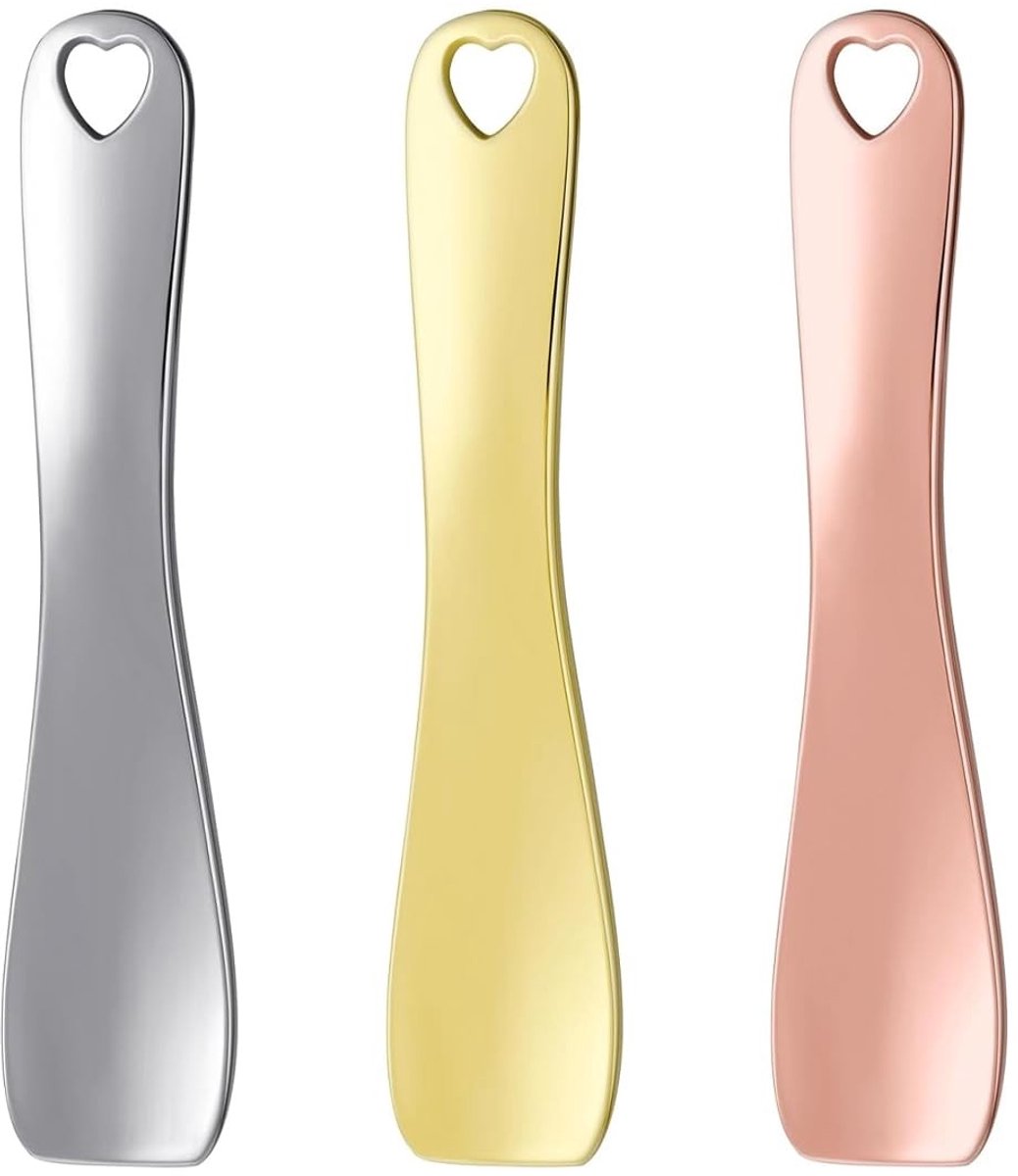 Dailygoods- Spatelset 3 Stuks - Cosmetische Schrapers - Goud/Zilver/Roségoud - 6 cm - Verzorgende Schoonheidsassistent - Geschikt voor Huidverzorging - Make-up Spatel