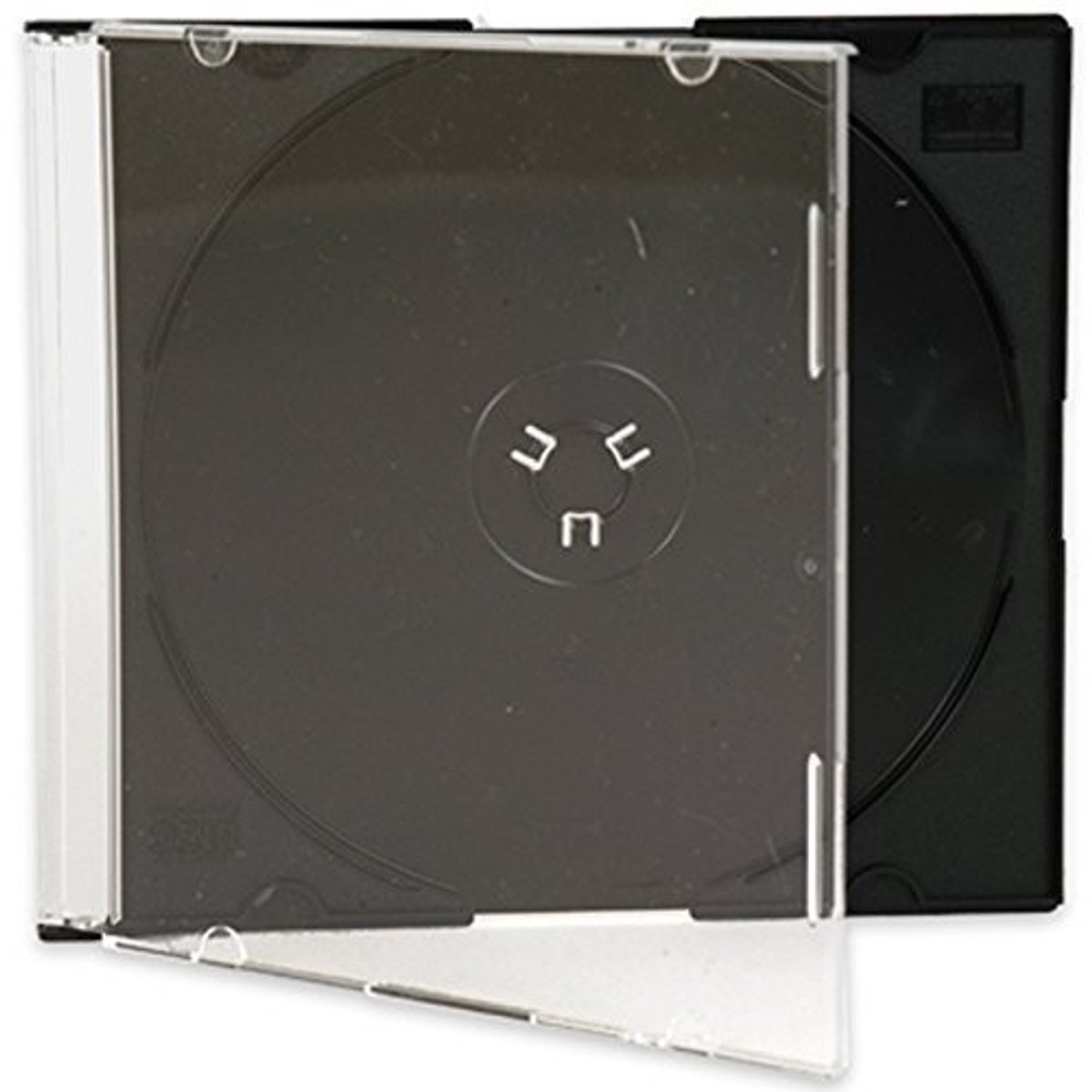 Dailygoods- Slimline Jewel Case 5.2mm - CD/DVD Opbergsysteem - 1 Disc Houder - Transparant/Black Tray - Crystal Clear Afwerking - Lichtgewicht - Cd Hoes
