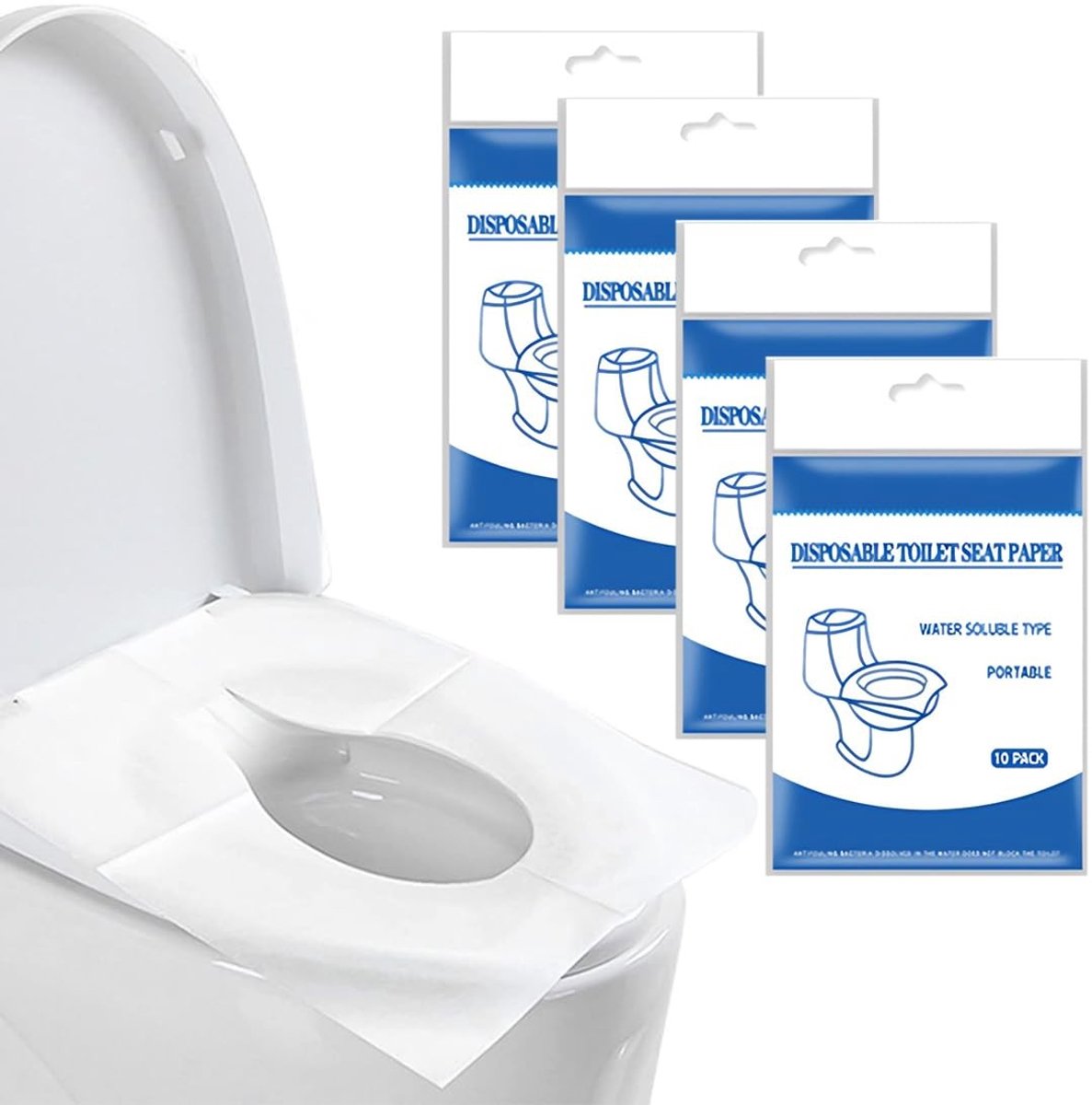 Dailygoods- WC-Stoelhoezen 4 Stuks - Wegwerp/Wasbaar - Bescherming voor Openbare Toiletten - 46 x 38 cm - Hygiënisch - Eenvoudig in Gebruik - Toiletbescherming