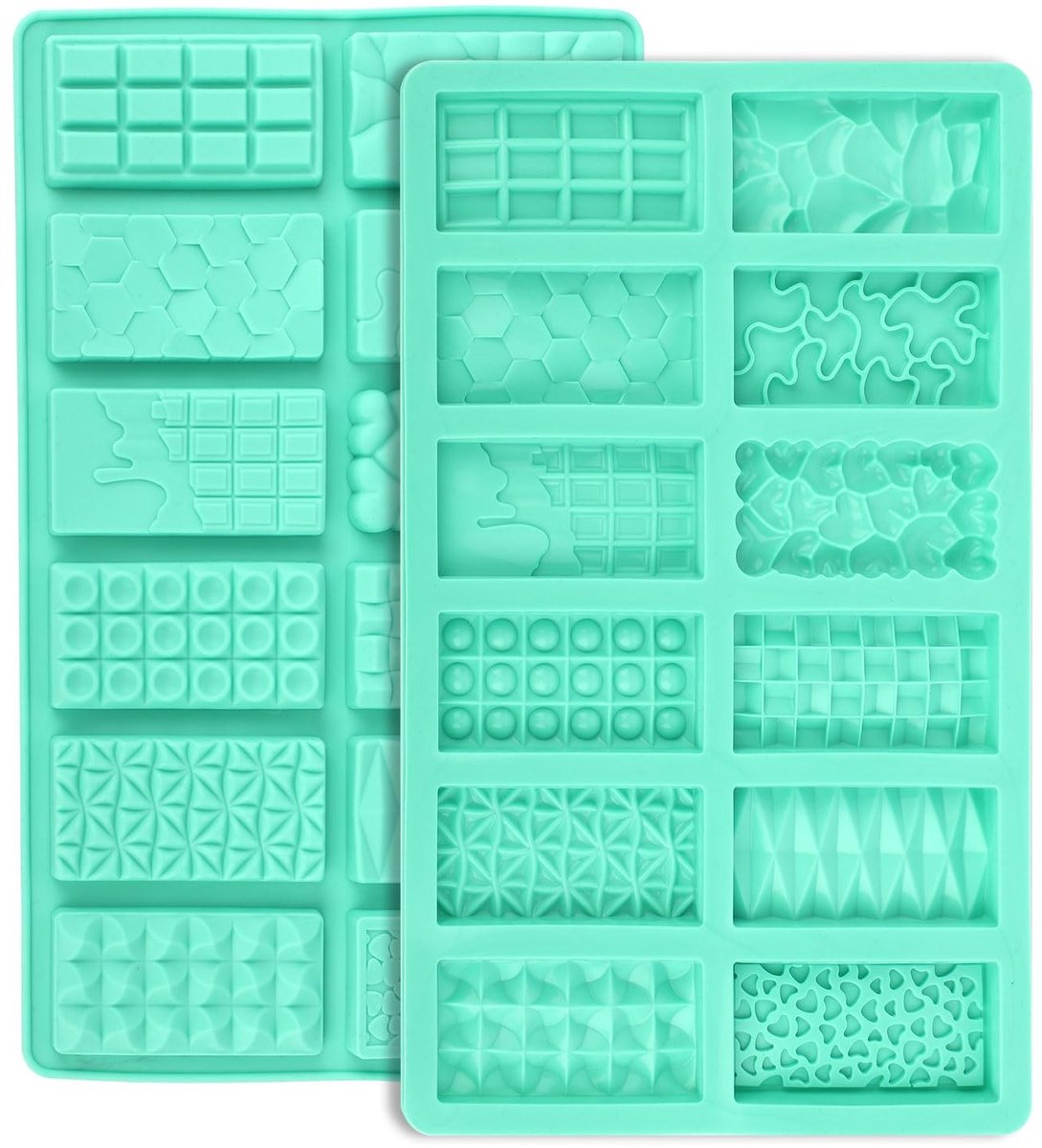 Dailygoods- Siliconen Chocoladevorm 2 Stuks - Antiaanbaklaag - Mini Chocoladerepen - 27,5 x 17 cm - BPA-vrij - Flexibel en Taai - Chocolade Mal