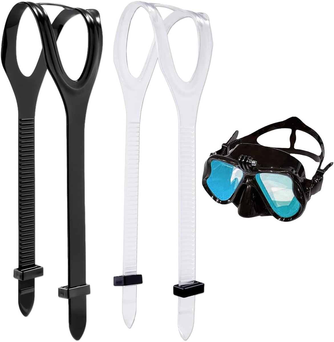 Dailygoods- Duikmaskerriemen - Verstelbare Siliconen Bandjes - 2 Stuks - Zacht en Duurzaam - 56 x 1,8 cm - Geschikt voor Duik- en Snorkelmaskers - Maskerriem