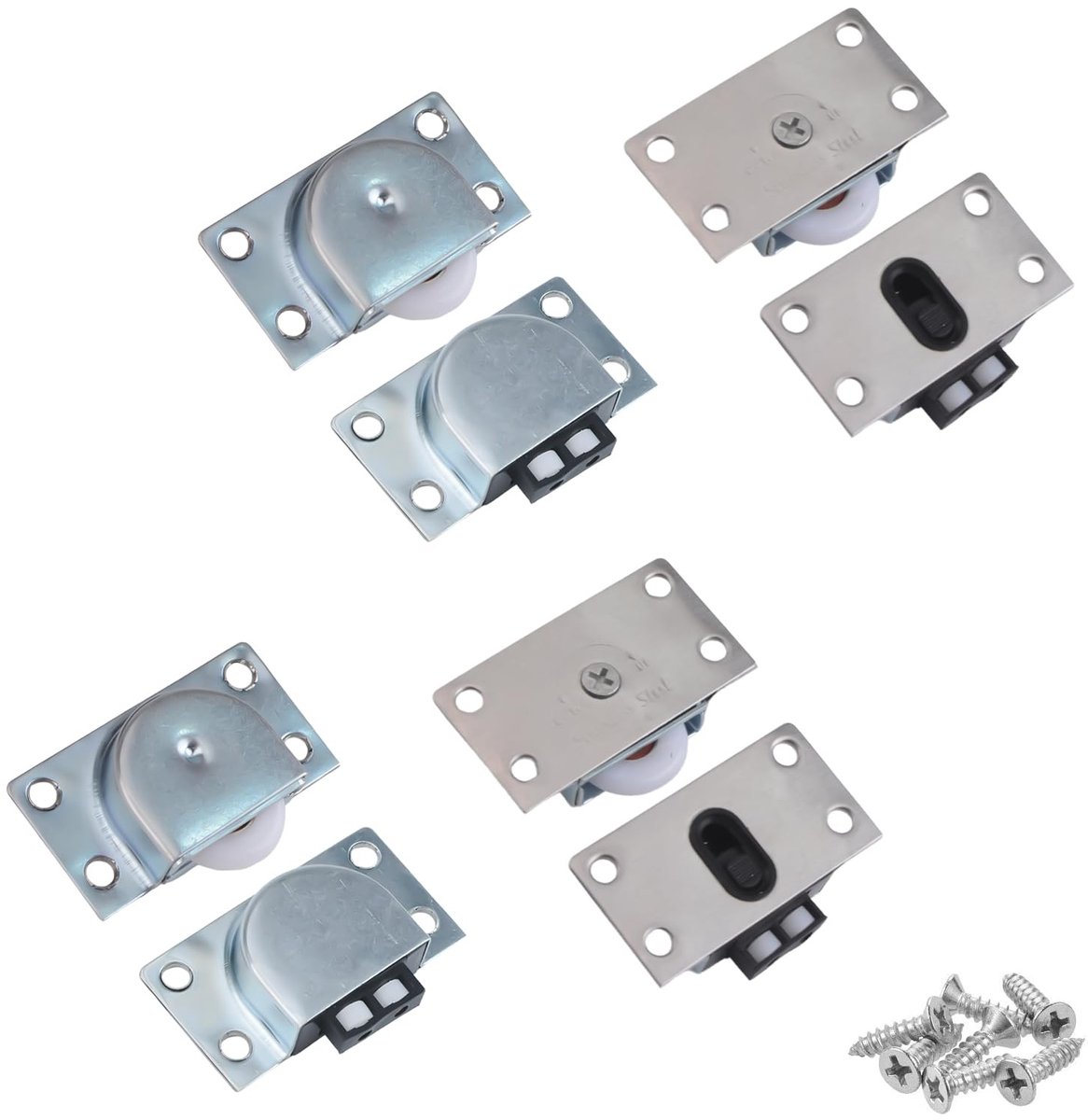 Dailygoods- Schuifwielen Set van 4 - Nylon/Roestvrij Staal - Meubel Roller Wielen - Garderobe/Kast Wielen - Schuifdeur Hardware - Kwaliteitsaccessoires - Rolwielen