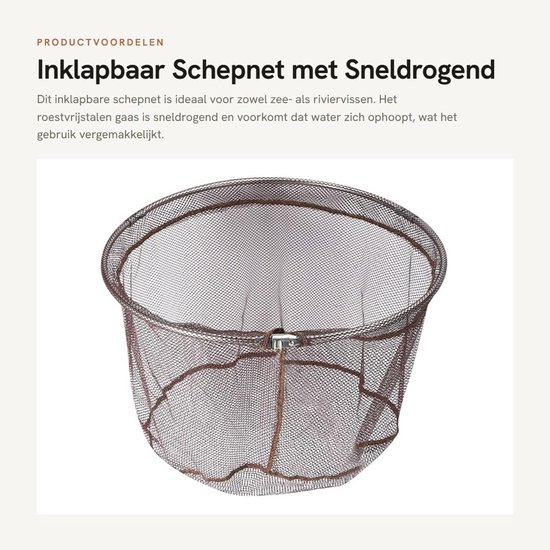 Dailygoods- Schepnetkop Opvouwbaar - Sneldrogend - Roestvrij Staal - Diameter 40 cm - Universele Bevestiging - Drielaags Gaas - Visnet van Dailygoods — afbeelding 5