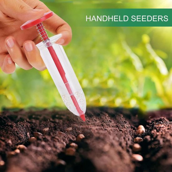 Zaaimachine Plantenbak - Zaad Dispenser - Efficiënt Zaaien - Verstelbaar Zaad - 6-delige Set - Rood — afbeelding 4
