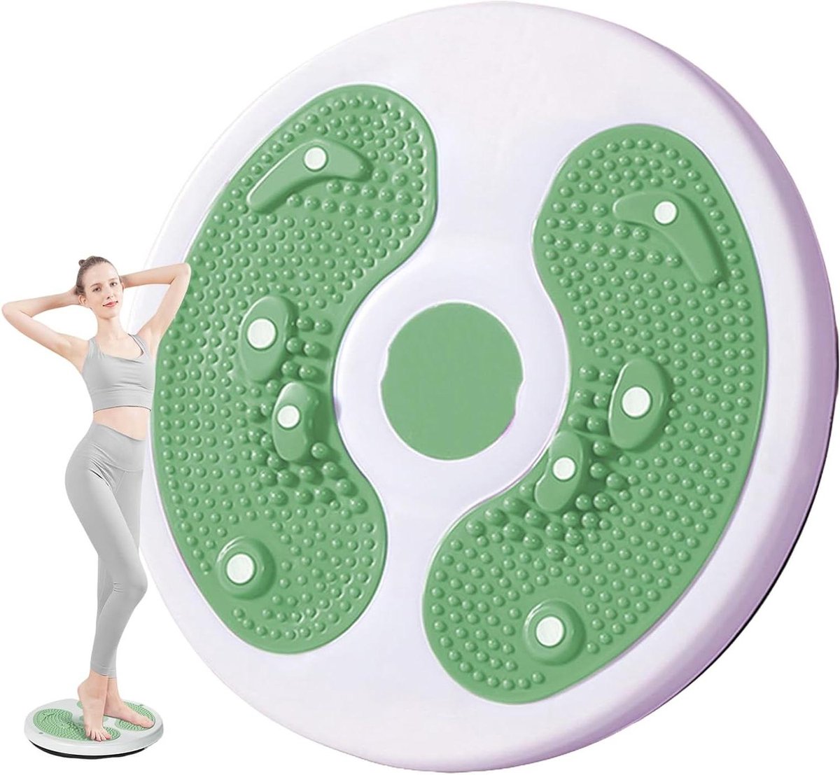 Taille Draaimachine - Twistboard Core - Balans Training - Stil Ontwerp - 34 x 34 x 10 cm - Groen