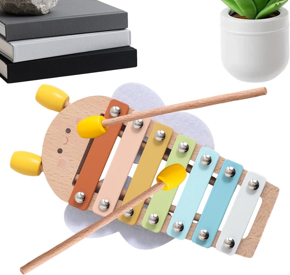 Houten xylofoon - Muziek speelgoed - Kinderen leren muziek - Veilige afgeronde hoeken - 20 x 15 x 5 cm
