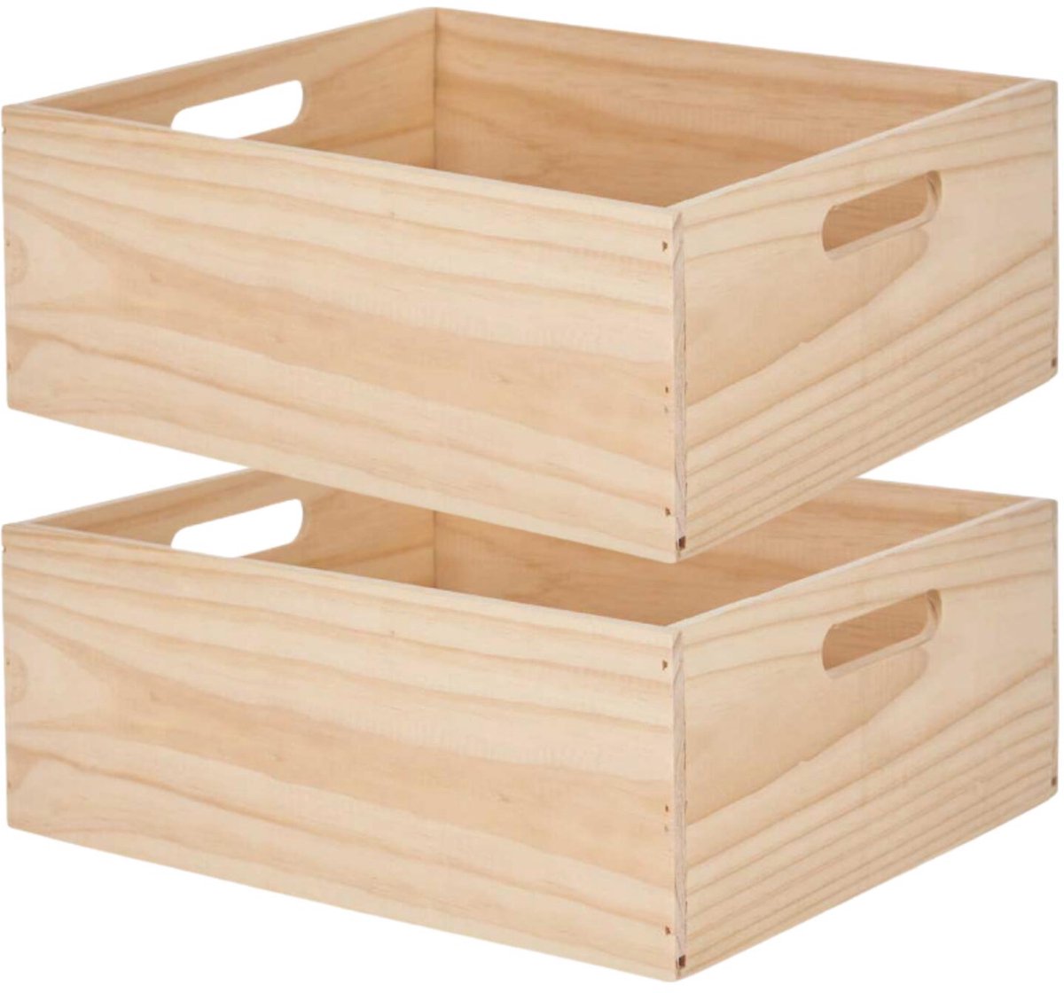 Giftdecor opbergkist Praag - 2x - 46 x 31 x 14 cm - hout - natuurlijke look