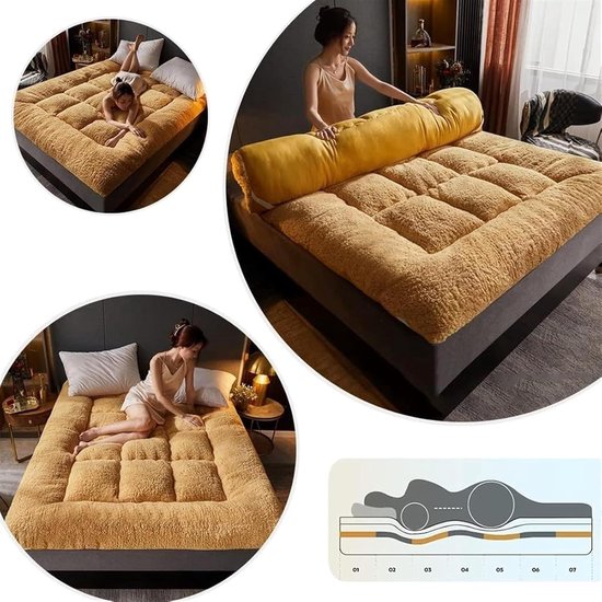 Opvouwbare Matras - Oprolbaar Bed - Kamperen Gasten - Vezelstof Vulling - 90 x 200 cm - Grijs — afbeelding 3