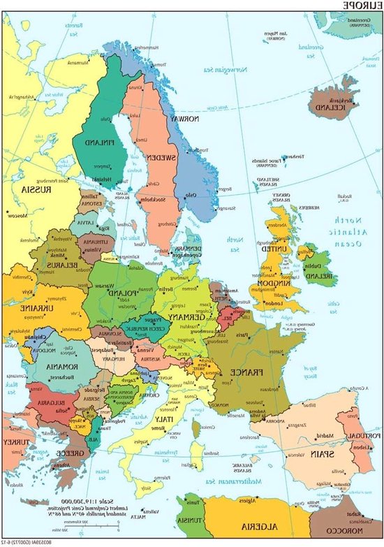 Stukk Map of Europe Wall Art Poster - A5 (148 x 210mm)