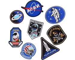 CYWQ 8PCS Iron On Patches NASA Space Astronauts Embroidered Patches Sew On DIY Jeans Coat Clothing Custom Badges