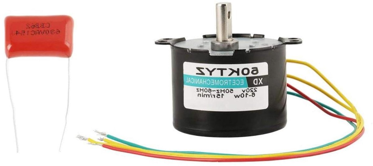 Synchrone Reductiemotor - AC Motor - Automatisering Controle - Koper Draadspoel - 15 RPM 220 Volt - Zilver